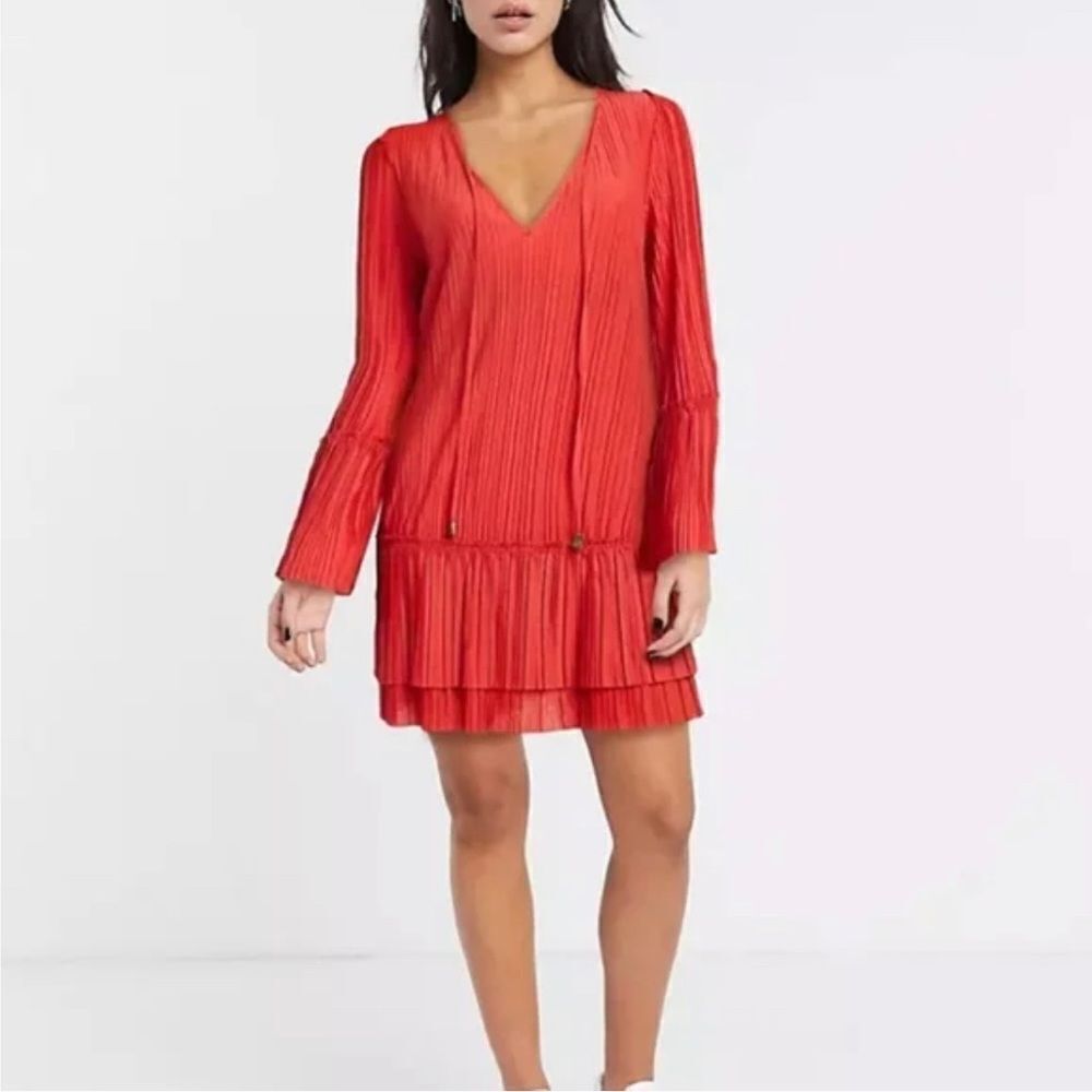 Free People Dress Cant Help It Plisse Flared sleeve